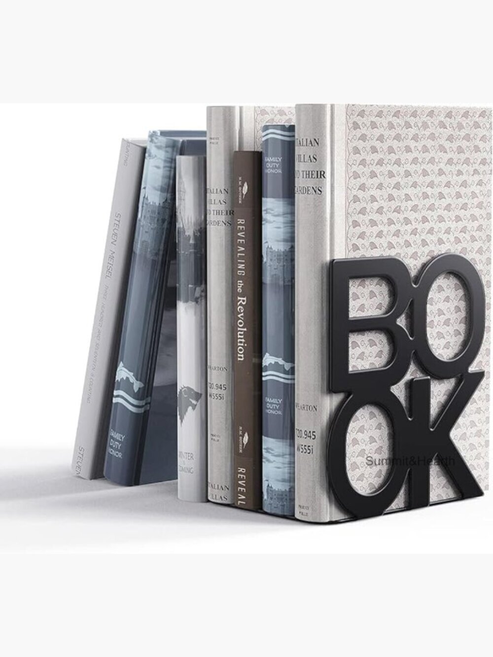Heavy Duty Metal Bookends, 5.15x5x5.4 Inch, L-Shape Design, Non-Slip Base